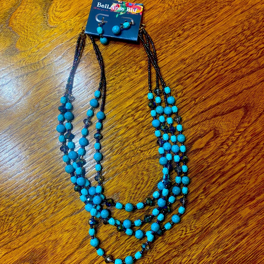 Brand new multi strand necklace w/ earrings